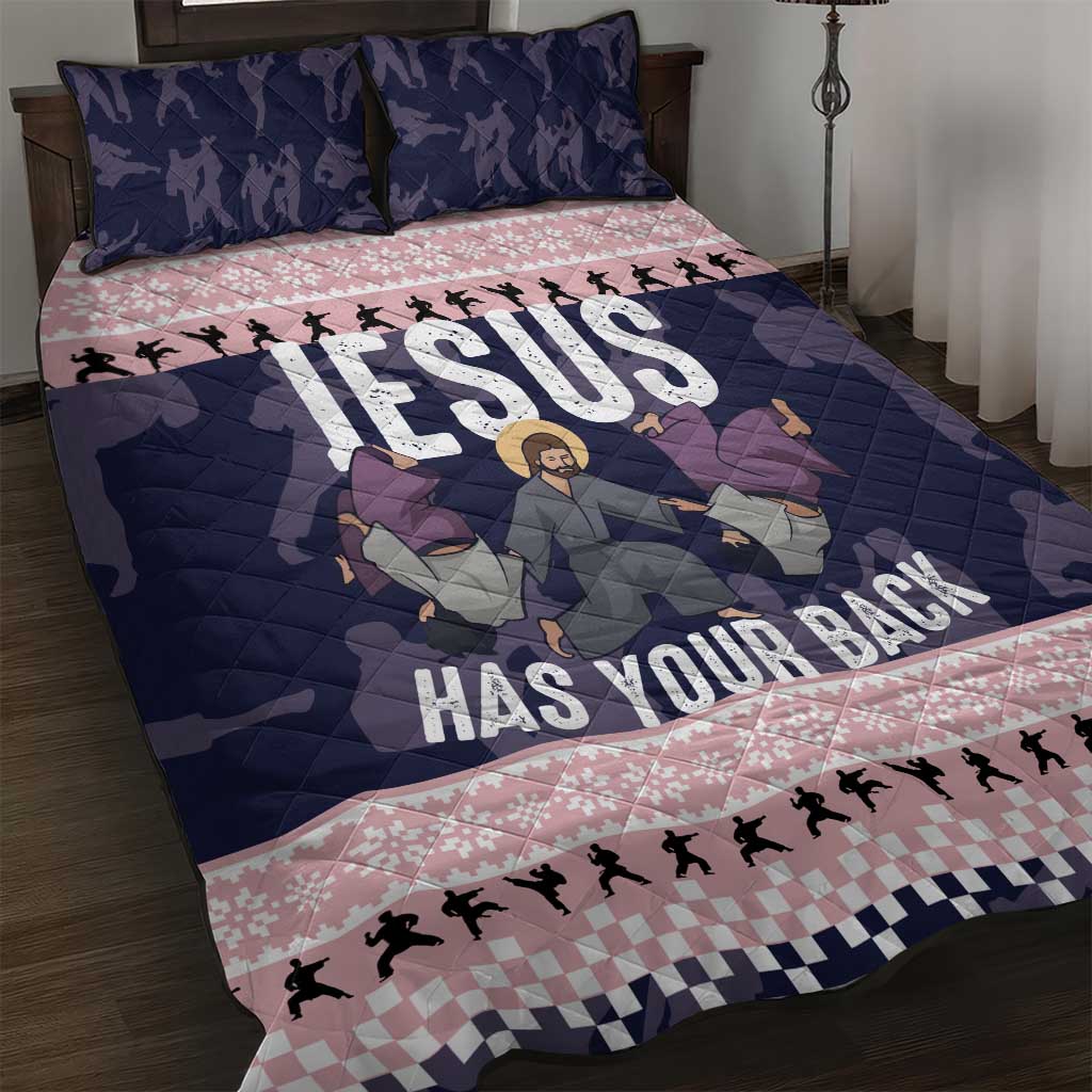 Jesus Has Your Back Jiu Jitsu Christmas Quilt Bed Set Funny Xmas Holiday Patterns - Wonder Print Shop