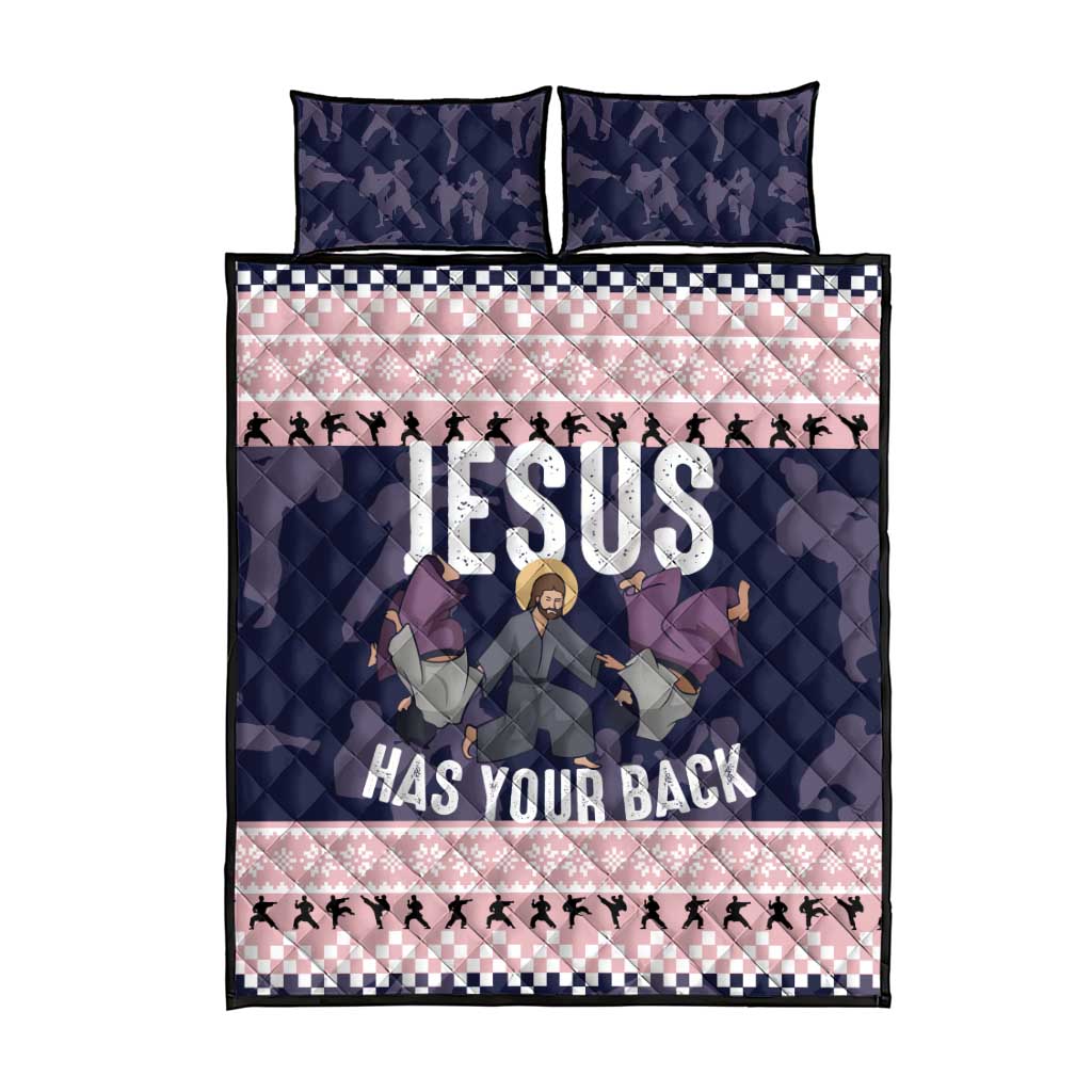 Jesus Has Your Back Jiu Jitsu Christmas Quilt Bed Set Funny Xmas Holiday Patterns - Wonder Print Shop