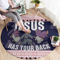 Jesus Has Your Back Jiu Jitsu Christmas Round Carpet Funny Xmas Holiday Patterns - Wonder Print Shop