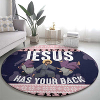 Jesus Has Your Back Jiu Jitsu Christmas Round Carpet Funny Xmas Holiday Patterns - Wonder Print Shop