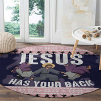 Jesus Has Your Back Jiu Jitsu Christmas Round Carpet Funny Xmas Holiday Patterns - Wonder Print Shop