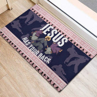 Jesus Has Your Back Jiu Jitsu Christmas Rubber Doormat Funny Xmas Holiday Patterns - Wonder Print Shop