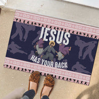 Jesus Has Your Back Jiu Jitsu Christmas Rubber Doormat Funny Xmas Holiday Patterns - Wonder Print Shop