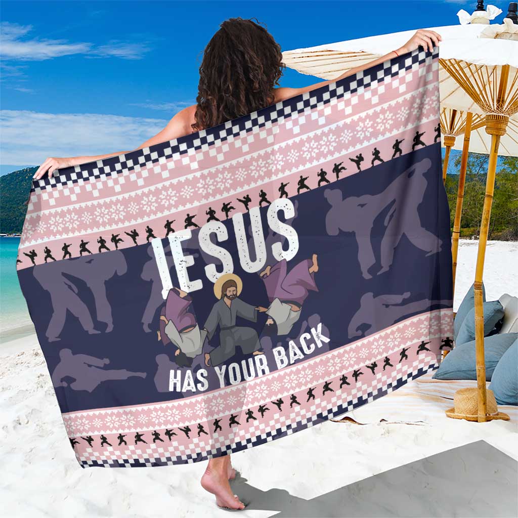 Jesus Has Your Back Jiu Jitsu Christmas Sarong Funny Xmas Holiday Patterns - Wonder Print Shop