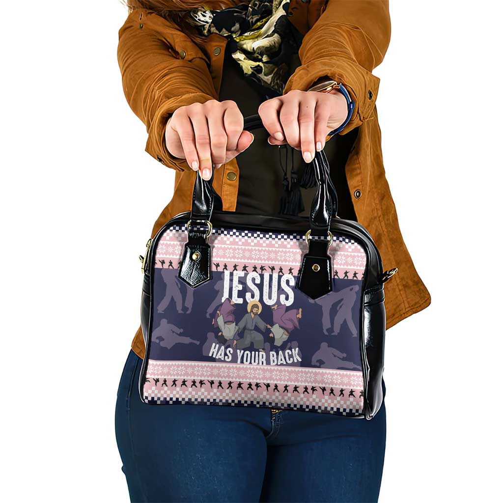 Jesus Has Your Back Jiu Jitsu Christmas Shoulder Handbag Funny Xmas Holiday Patterns - Wonder Print Shop
