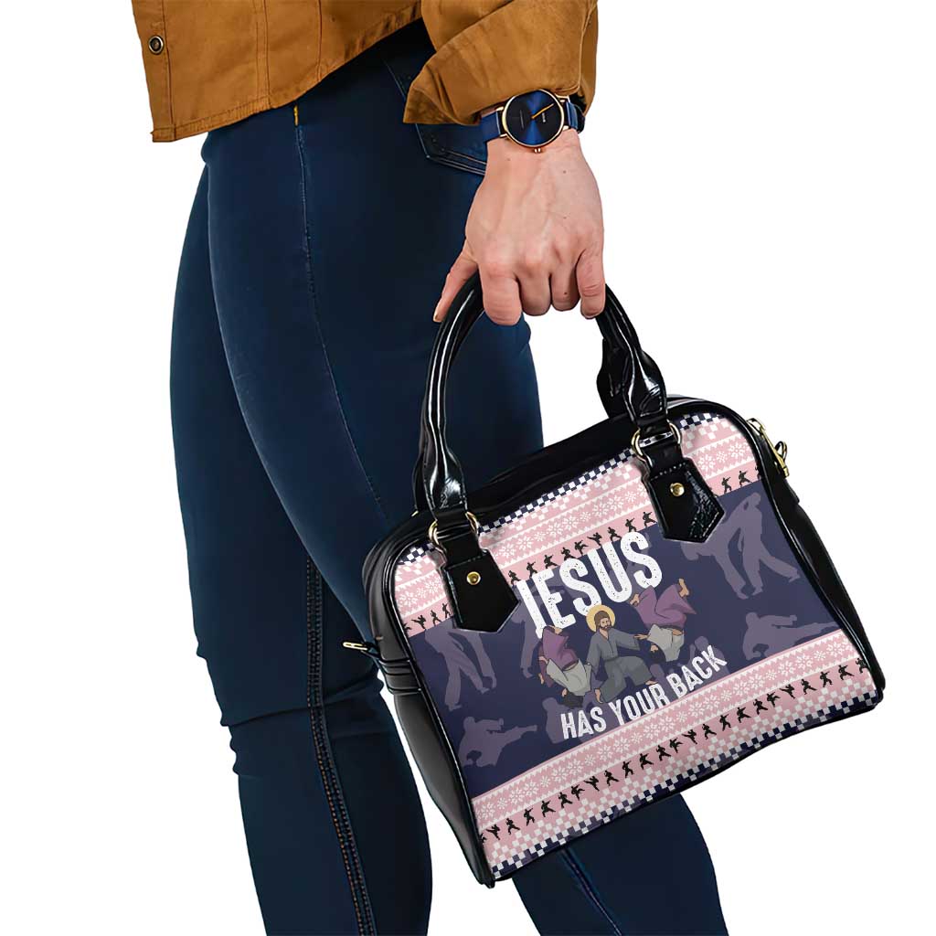 Jesus Has Your Back Jiu Jitsu Christmas Shoulder Handbag Funny Xmas Holiday Patterns - Wonder Print Shop
