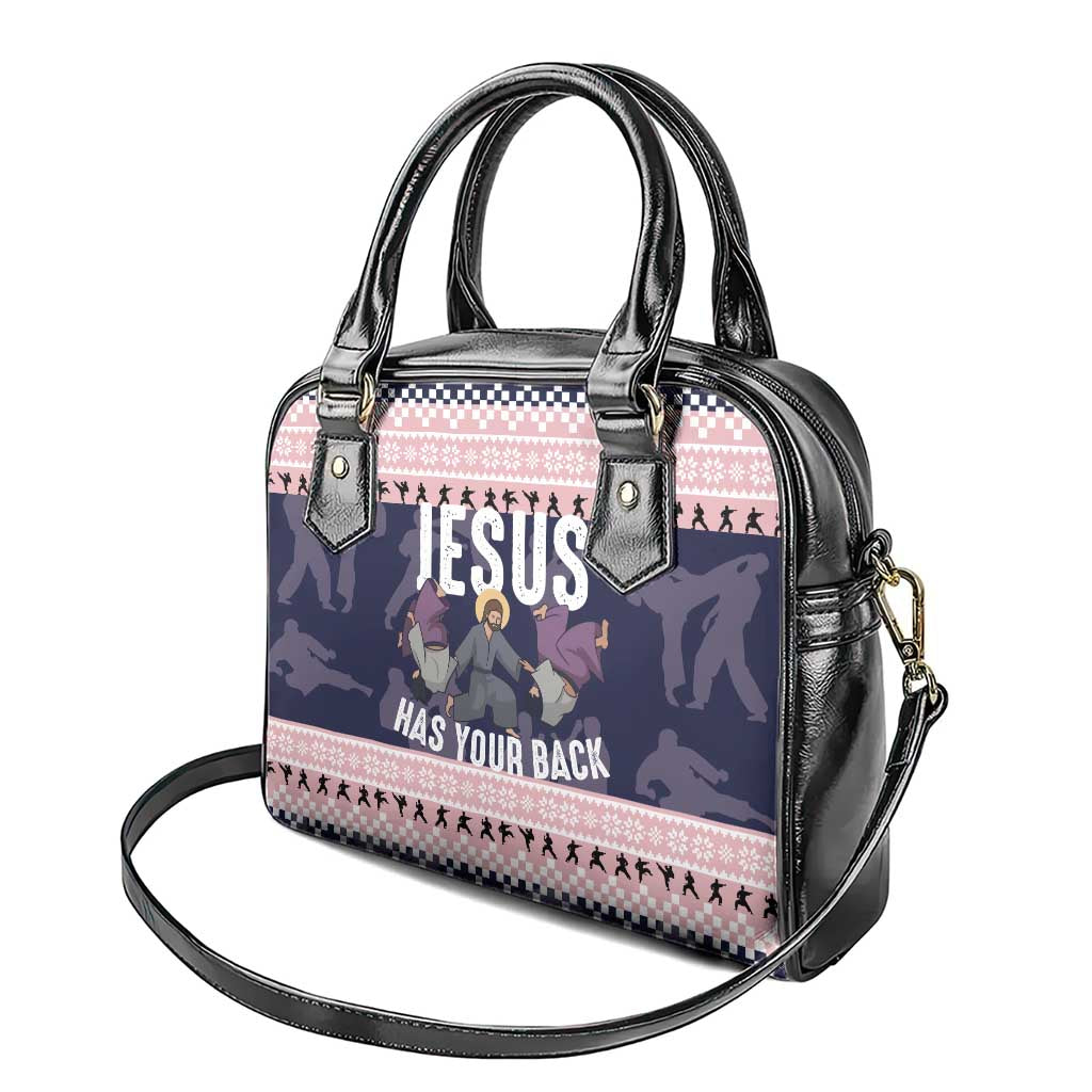 Jesus Has Your Back Jiu Jitsu Christmas Shoulder Handbag Funny Xmas Holiday Patterns - Wonder Print Shop
