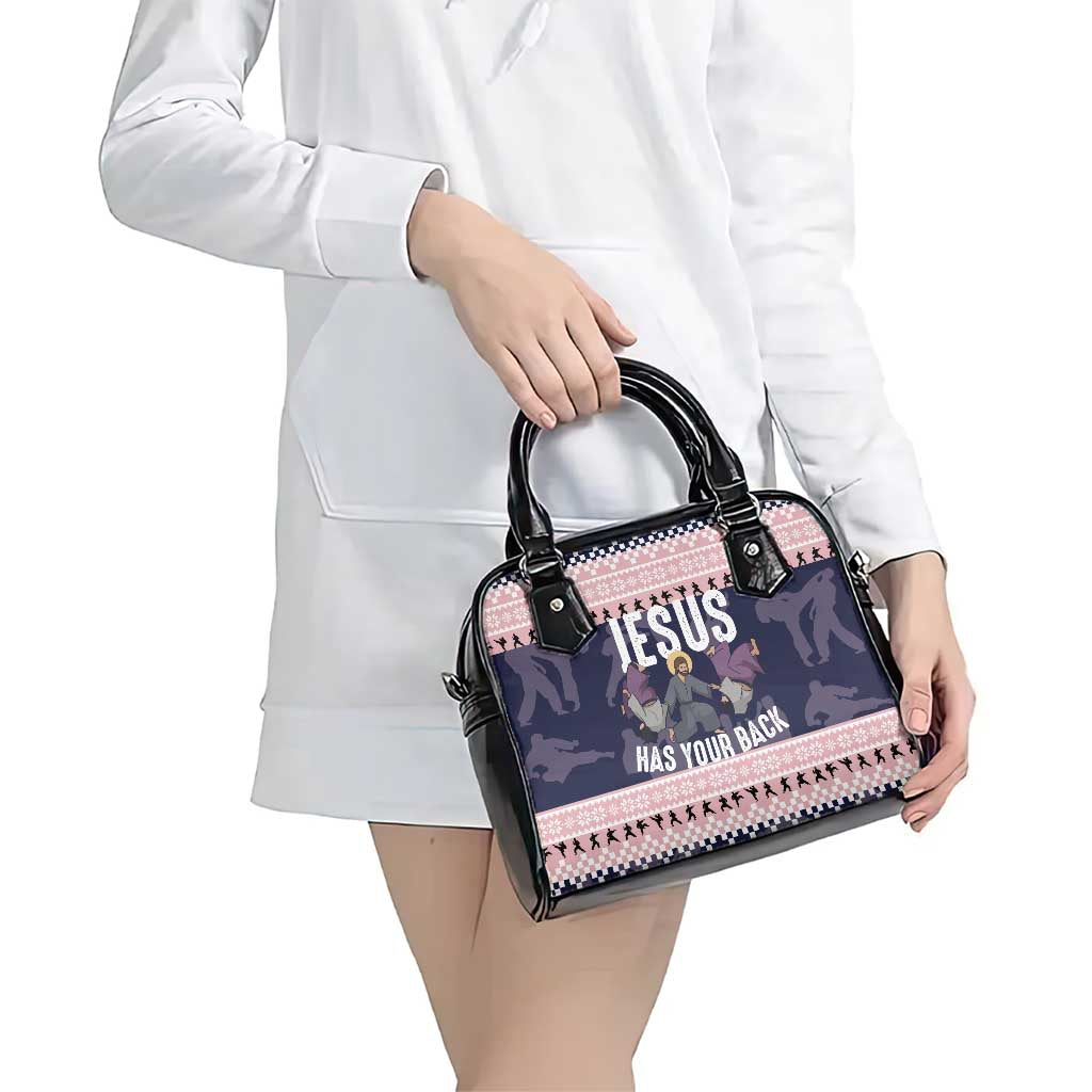 Jesus Has Your Back Jiu Jitsu Christmas Shoulder Handbag Funny Xmas Holiday Patterns - Wonder Print Shop