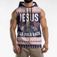 Jesus Has Your Back Jiu Jitsu Christmas Sleeveless Zip Hoodie Funny Xmas Holiday Patterns - Wonder Print Shop