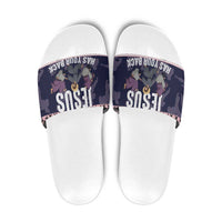 Jesus Has Your Back Jiu Jitsu Christmas Slide Sandals Funny Xmas Holiday Patterns - Wonder Print Shop