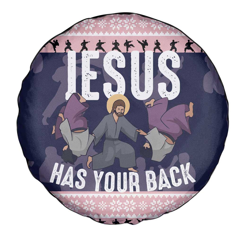 Jesus Has Your Back Jiu Jitsu Christmas Spare Tire Cover Funny Xmas Holiday Patterns - Wonder Print Shop