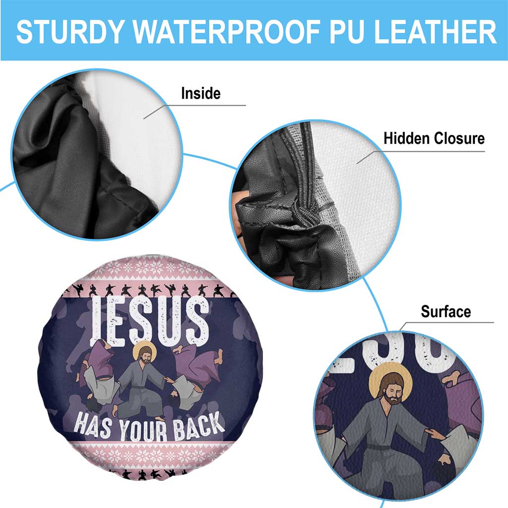 Jesus Has Your Back Jiu Jitsu Christmas Spare Tire Cover Funny Xmas Holiday Patterns - Wonder Print Shop