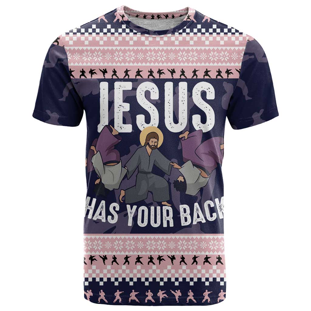 Jesus Has Your Back Jiu Jitsu Christmas T Shirt Funny Xmas Holiday Patterns - Wonder Print Shop
