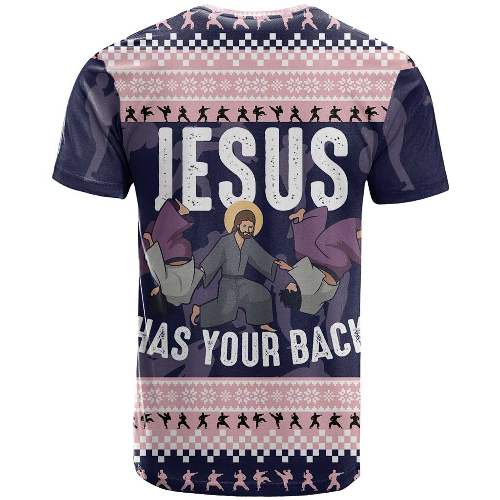 Jesus Has Your Back Jiu Jitsu Christmas T Shirt Funny Xmas Holiday Patterns - Wonder Print Shop
