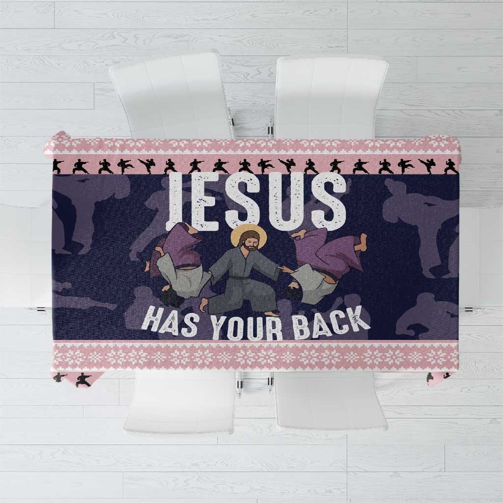 Jesus Has Your Back Jiu Jitsu Christmas Tablecloth Funny Xmas Holiday Patterns - Wonder Print Shop