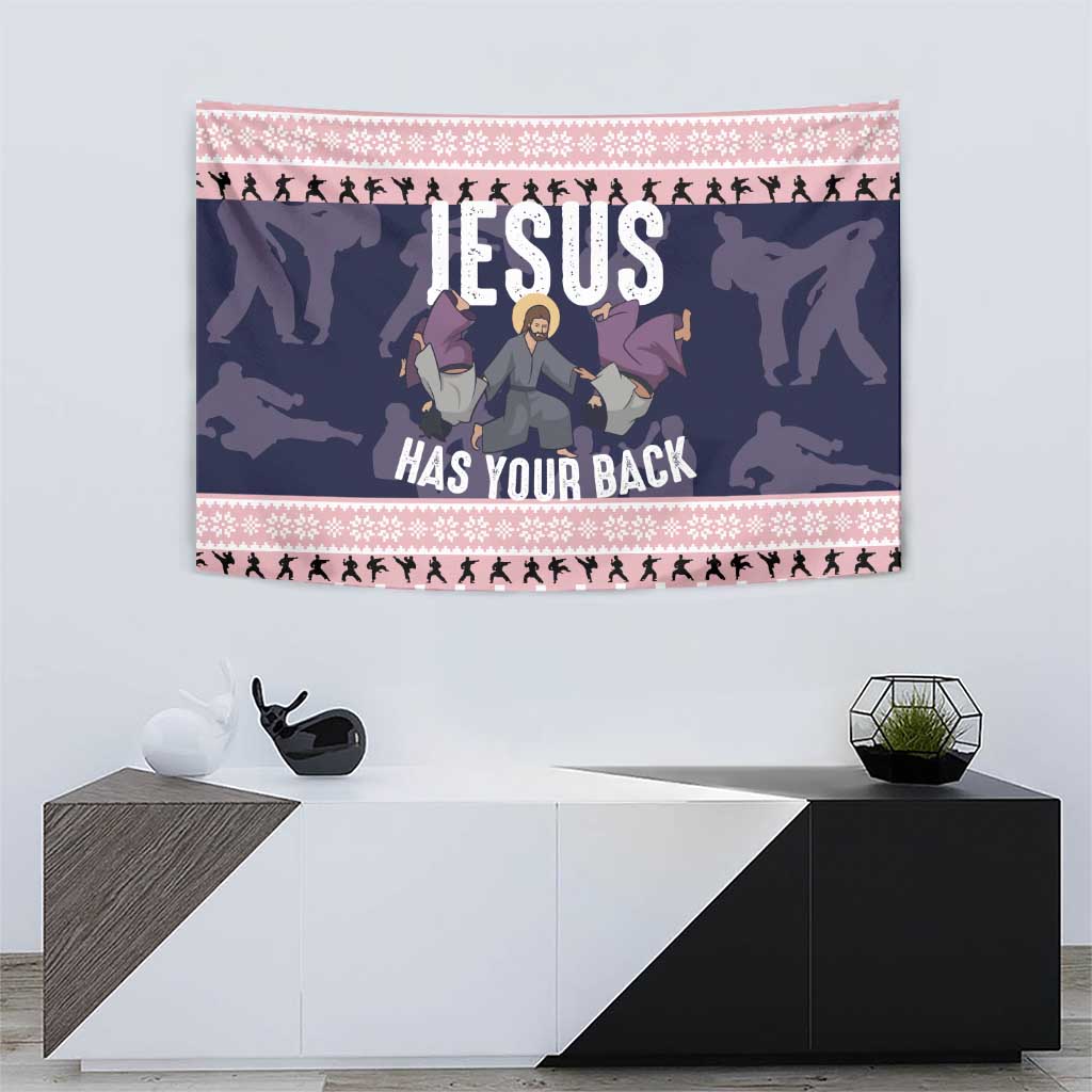 Jesus Has Your Back Jiu Jitsu Christmas Tapestry Funny Xmas Holiday Patterns - Wonder Print Shop