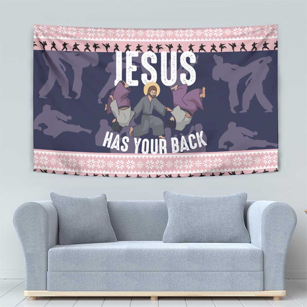 Jesus Has Your Back Jiu Jitsu Christmas Tapestry Funny Xmas Holiday Patterns - Wonder Print Shop