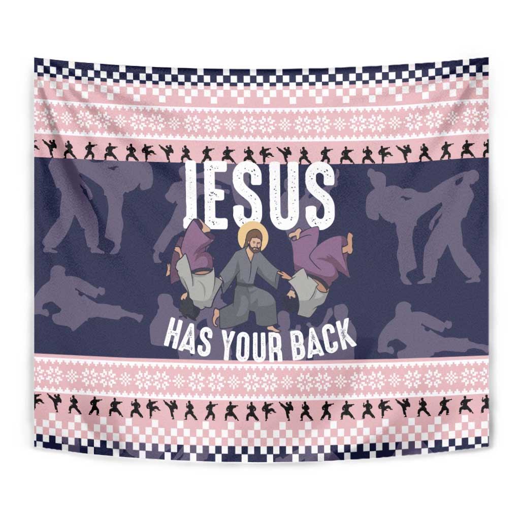 Jesus Has Your Back Jiu Jitsu Christmas Tapestry Funny Xmas Holiday Patterns - Wonder Print Shop