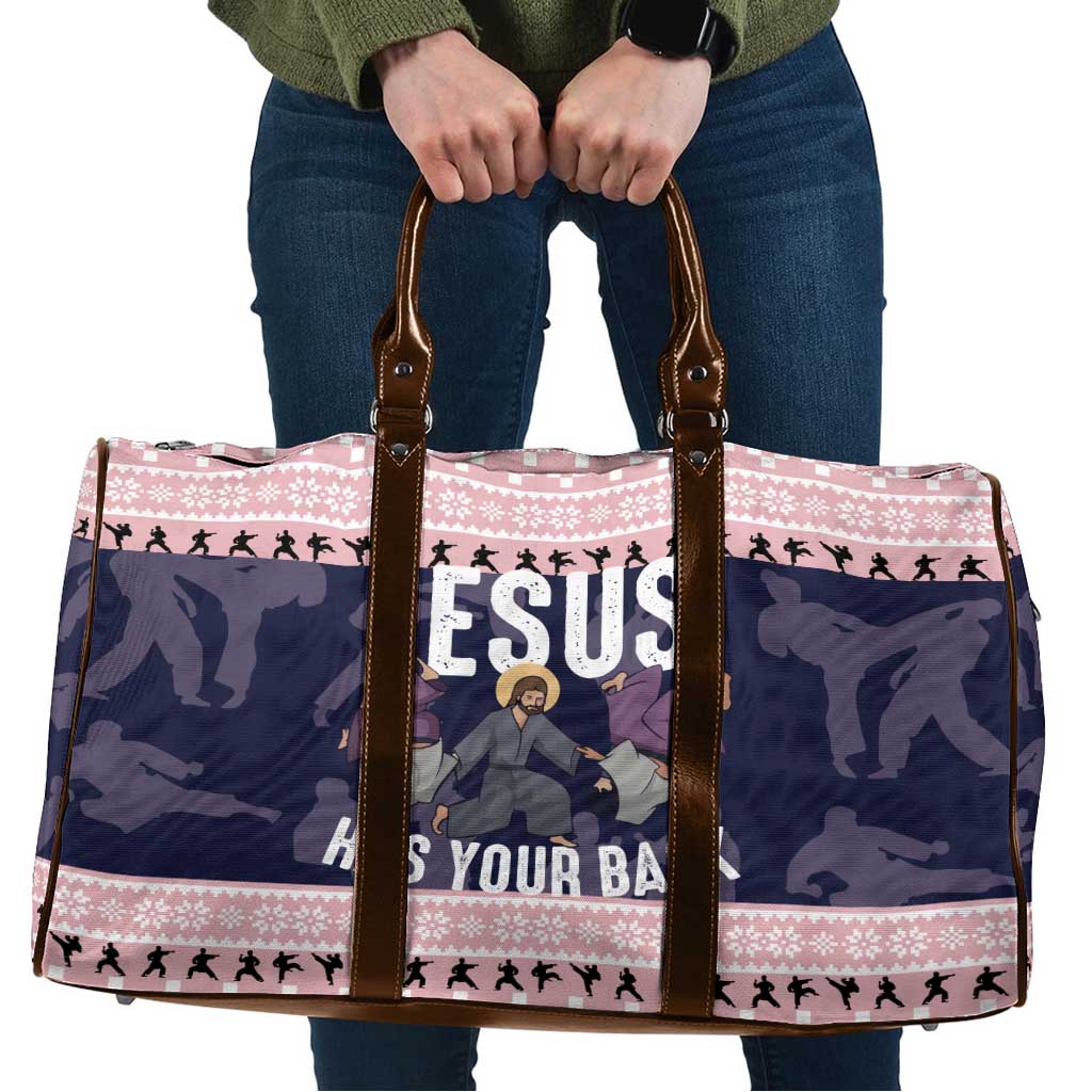 Jesus Has Your Back Jiu Jitsu Christmas Travel Bag Funny Xmas Holiday Patterns - Wonder Print Shop