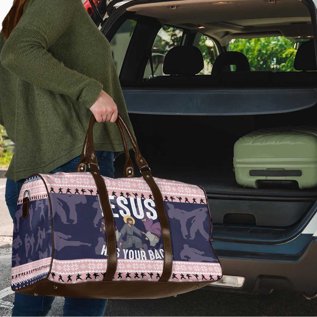 Jesus Has Your Back Jiu Jitsu Christmas Travel Bag Funny Xmas Holiday Patterns - Wonder Print Shop