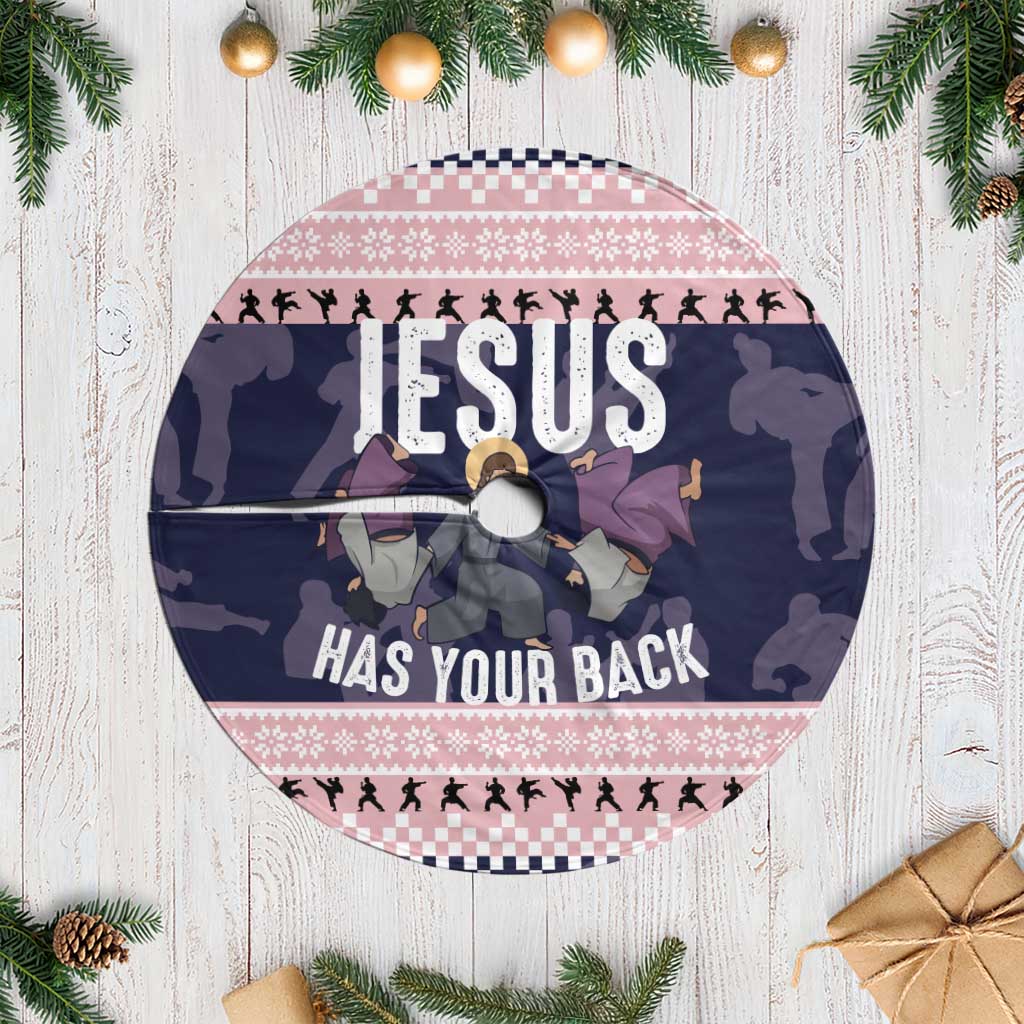 Jesus Has Your Back Jiu Jitsu Christmas Tree Skirt Funny Xmas Holiday Patterns - Wonder Print Shop