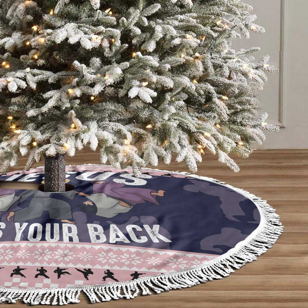Jesus Has Your Back Jiu Jitsu Christmas Tree Skirt Funny Xmas Holiday Patterns - Wonder Print Shop