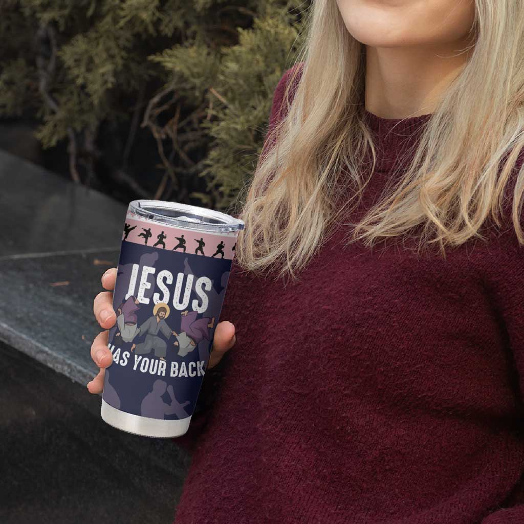 Jesus Has Your Back Jiu Jitsu Christmas Tumbler Cup Funny Xmas Holiday Patterns - Wonder Print Shop