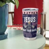 Jesus Has Your Back Jiu Jitsu Christmas Tumbler Cup Funny Xmas Holiday Patterns - Wonder Print Shop