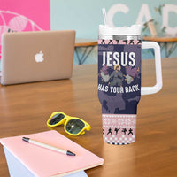 Jesus Has Your Back Jiu Jitsu Christmas Tumbler With Handle Funny Xmas Holiday Patterns - Wonder Print Shop