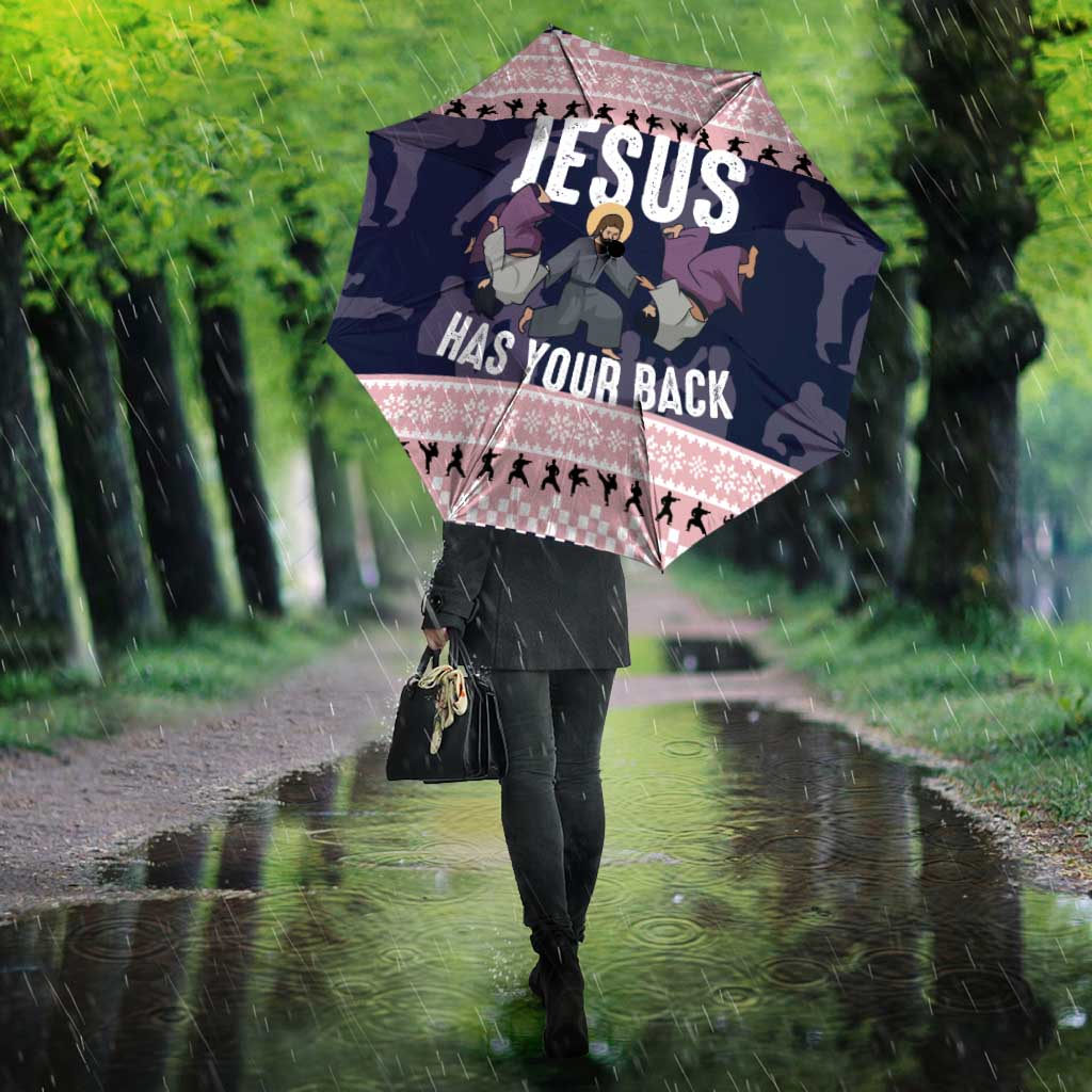Jesus Has Your Back Jiu Jitsu Christmas Umbrella Funny Xmas Holiday Patterns - Wonder Print Shop