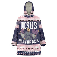 Jesus Has Your Back Jiu Jitsu Christmas Wearable Blanket Hoodie Funny Xmas Holiday Patterns - Wonder Print Shop
