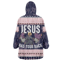 Jesus Has Your Back Jiu Jitsu Christmas Wearable Blanket Hoodie Funny Xmas Holiday Patterns - Wonder Print Shop