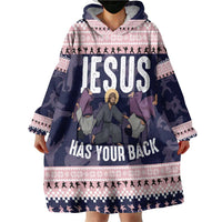 Jesus Has Your Back Jiu Jitsu Christmas Wearable Blanket Hoodie Funny Xmas Holiday Patterns - Wonder Print Shop