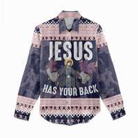 Jesus Has Your Back Jiu Jitsu Christmas Women Casual Shirt Funny Xmas Holiday Patterns - Wonder Print Shop