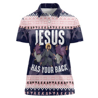 Jesus Has Your Back Jiu Jitsu Christmas Women Polo Shirt Funny Xmas Holiday Patterns - Wonder Print Shop