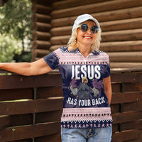 Jesus Has Your Back Jiu Jitsu Christmas Women Polo Shirt Funny Xmas Holiday Patterns - Wonder Print Shop