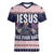Jesus Has Your Back Jiu Jitsu Christmas Women V-Neck T-Shirt Funny Xmas Holiday Patterns - Wonder Print Shop