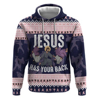 Jesus Has Your Back Jiu Jitsu Christmas Zip Hoodie Funny Xmas Holiday Patterns - Wonder Print Shop