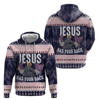 Jesus Has Your Back Jiu Jitsu Christmas Zip Hoodie Funny Xmas Holiday Patterns - Wonder Print Shop