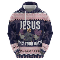 Jesus Has Your Back Jiu Jitsu Christmas Zip Hoodie Funny Xmas Holiday Patterns - Wonder Print Shop