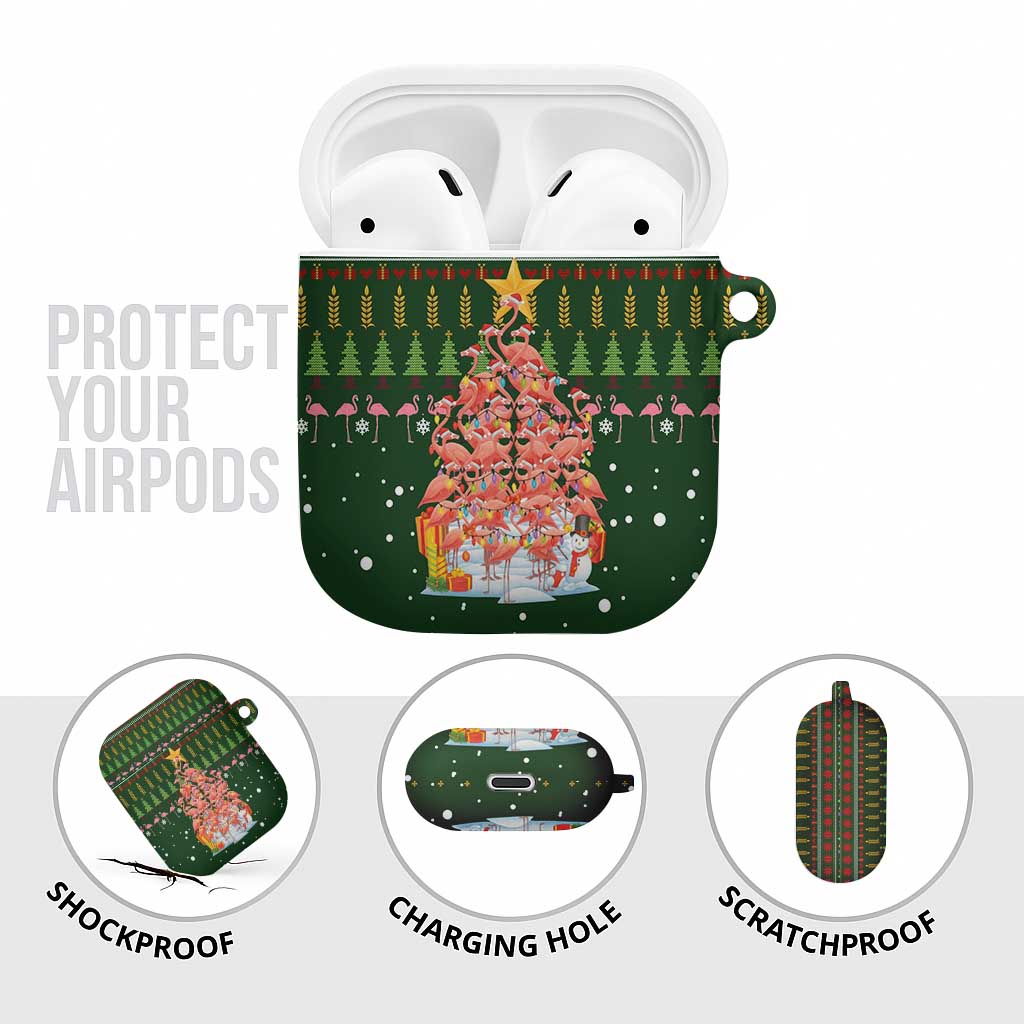 Flamingo Christmas Tree Christmas AirPods Case Funny Xmas Holiday Patterns - Wonder Print Shop