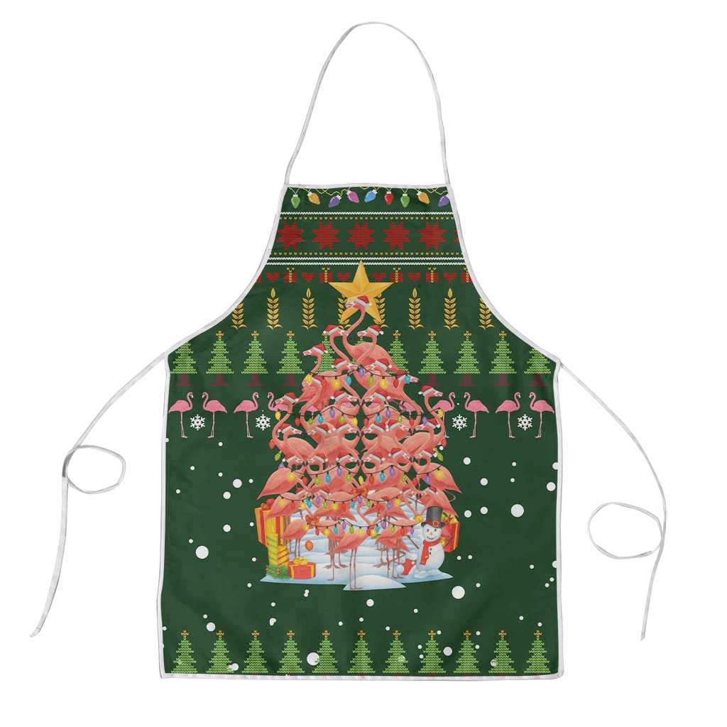 Flamingo Christmas Tree Christmas Apron Funny Xmas Holiday Patterns - Wonder Print Shop