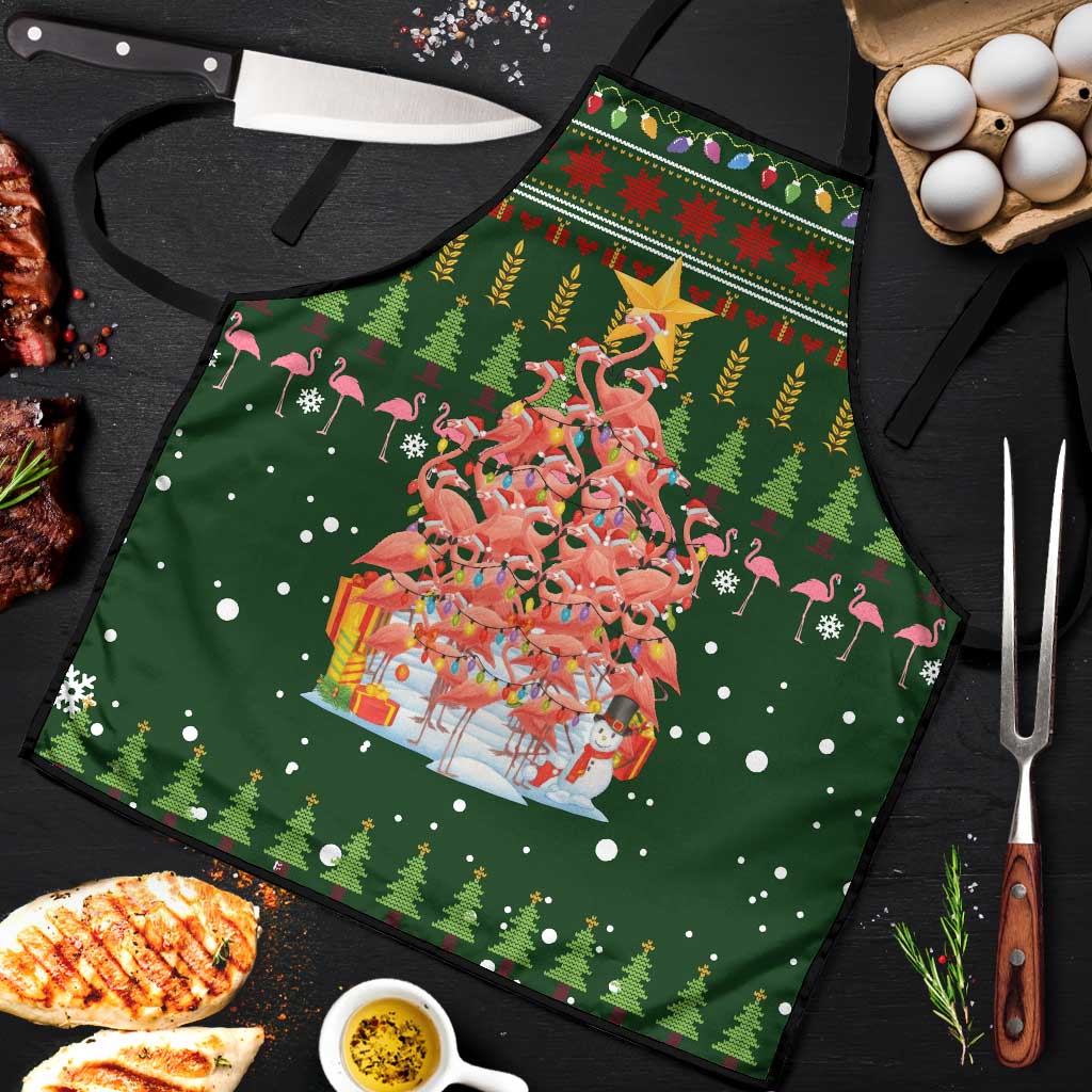 Flamingo Christmas Tree Christmas Apron Funny Xmas Holiday Patterns - Wonder Print Shop