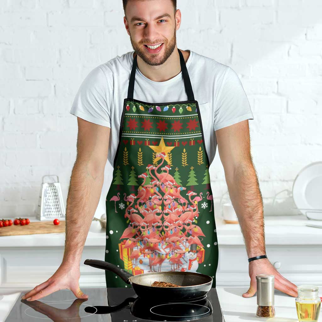 Flamingo Christmas Tree Christmas Apron Funny Xmas Holiday Patterns - Wonder Print Shop