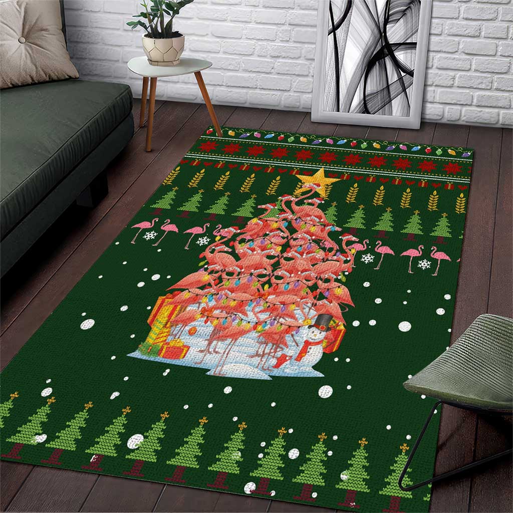 Flamingo Christmas Tree Christmas Area Rug Funny Xmas Holiday Patterns - Wonder Print Shop