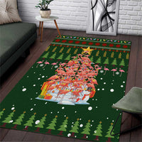Flamingo Christmas Tree Christmas Area Rug Funny Xmas Holiday Patterns - Wonder Print Shop