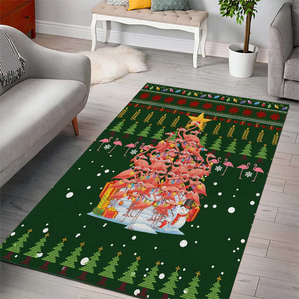 Flamingo Christmas Tree Christmas Area Rug Funny Xmas Holiday Patterns - Wonder Print Shop