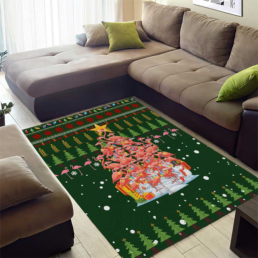 Flamingo Christmas Tree Christmas Area Rug Funny Xmas Holiday Patterns - Wonder Print Shop