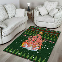 Flamingo Christmas Tree Christmas Area Rug Funny Xmas Holiday Patterns - Wonder Print Shop