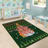 Flamingo Christmas Tree Christmas Area Rug Funny Xmas Holiday Patterns - Wonder Print Shop